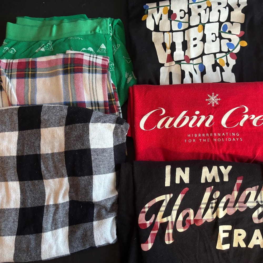 3 adult pajamas - holiday theme